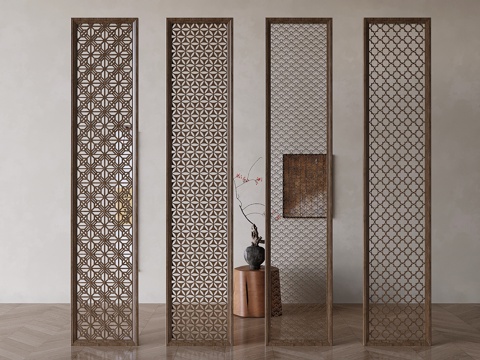 Chinese-style lattice porch partition hollow carved screen