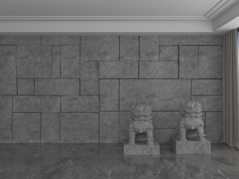 Chinese Stone Wall Stone Lion Wall