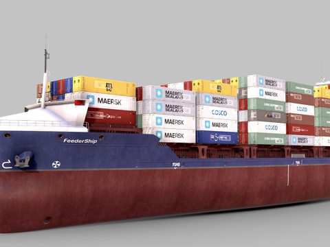 blue container ship