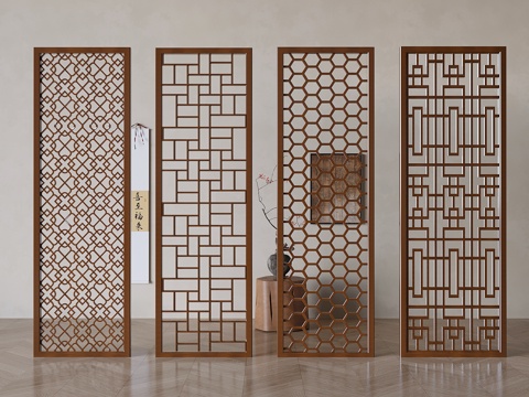 Chinese-style lattice wooden screen hollow screen