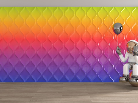 Modern gradient rainbow Wall three-dimensional wall