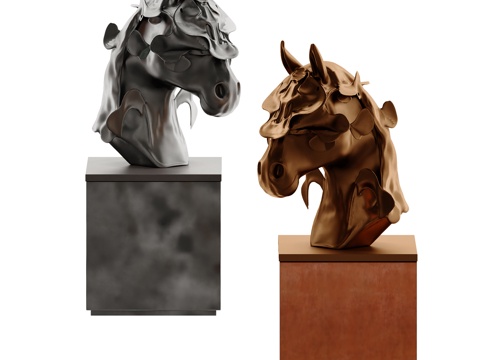 Neo-Chinese Style Horse Head Sculpture Abstract Sculpture