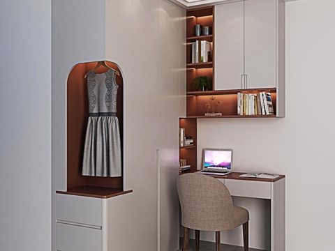 Modern Wardrobe Desk Integrated Cabinet