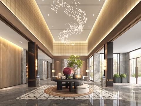 New Chinese Hotel Lobby Hotel Front Desk