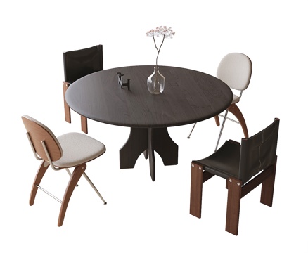 Mid-century Style Dining Table and Chair Round Table