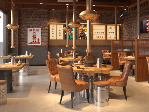 Industrial Style Hot Pot DiningRoom Barbecue Restaurant