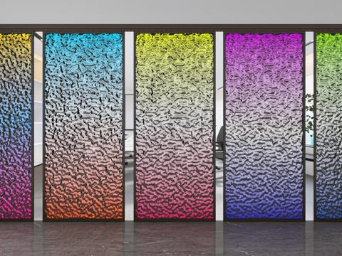 Modern colored glass water corrugated glass partition