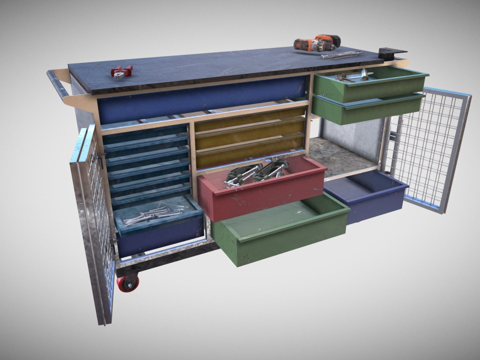 Machinery workshop cabinet props