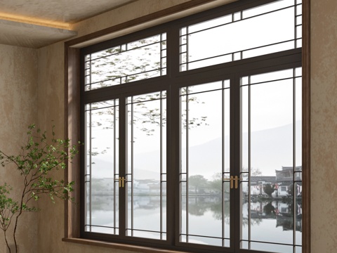 Neo-Chinese Style lattice window wooden window balcony window