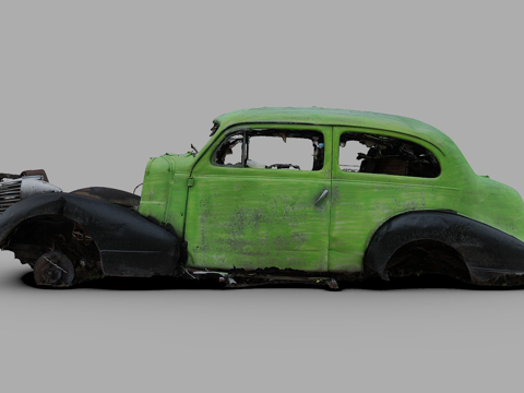 Painted wreckage car