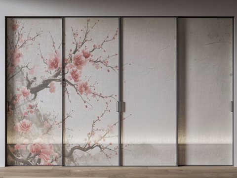 Neo-Chinese Style Silk Glass Door Silk Glass Door Glass Partition