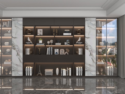 Modern Full Wall Cabinet Bookcase