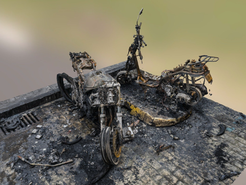 Burned motorcycle