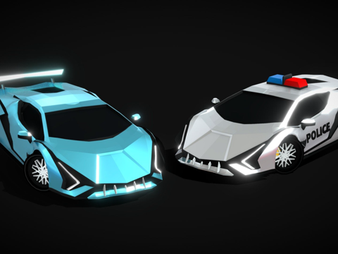 sports car and police