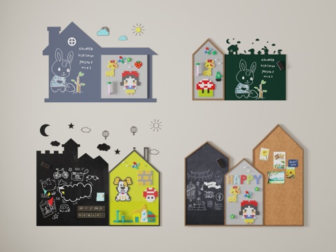 kids Bedroom Building Blocks Blackboard Wall Cork Board