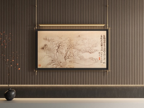 New Chinese-style Metal Rod Hanging Painting Ancient Painting Decorative Painting