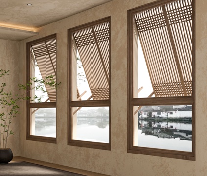 Neo-Chinese Style lattice window wooden window