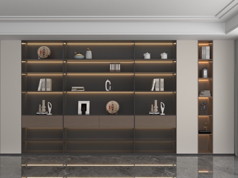 Modern Full Wall Cabinet Bookcase