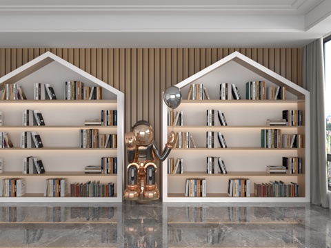 Modern whole wall bookcase