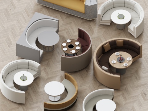 Modern Booth Sofa DiningRoom Card Seat Sofa Round Card Seat