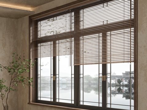 New Chinese-style wooden venetian blinds lattice window