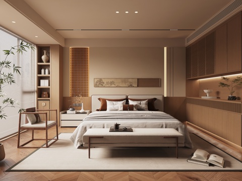 New Chinese-style master bedroom