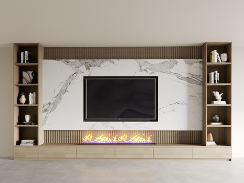 Modern TV Cabinet Integrated TV Wall