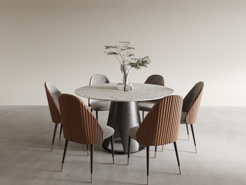 Modern round dining table and chair