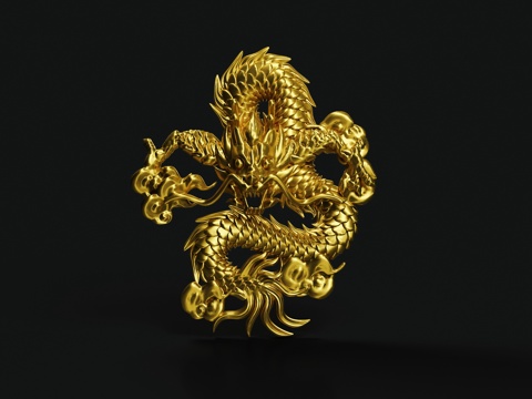 Golden Dragon Chinese Dragon Front Dragon Relief Carving