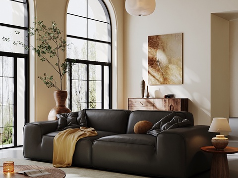 Leather sofa double sofa