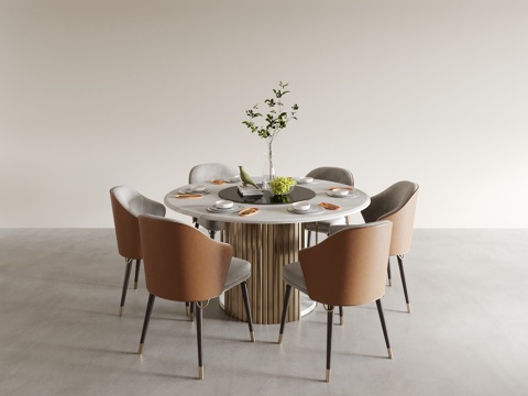 Modern round dining table and chair