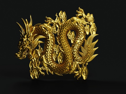 Oriental Dragon Golden Dragon Relief Carving