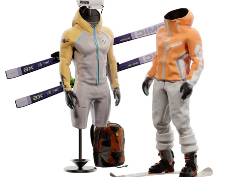 Modern Ski Equipment Sportswear Model