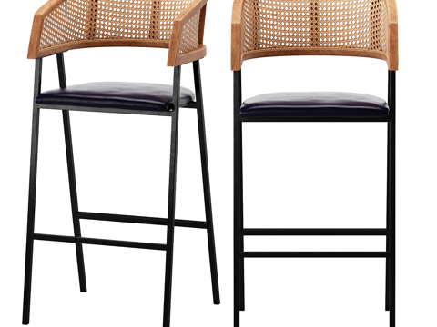 Nordic Simple Bar Chair Bar Stool Rattan Bar Chair