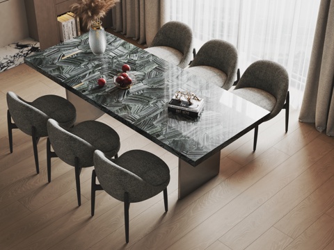 Minotti Italian marble dining table and chairs