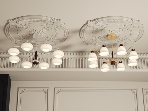 French retro multi-head chandelier