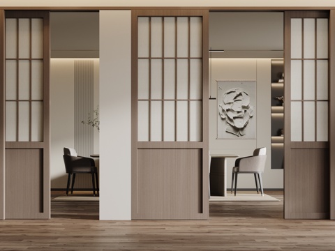 Chinese-style sliding door sliding door wooden door