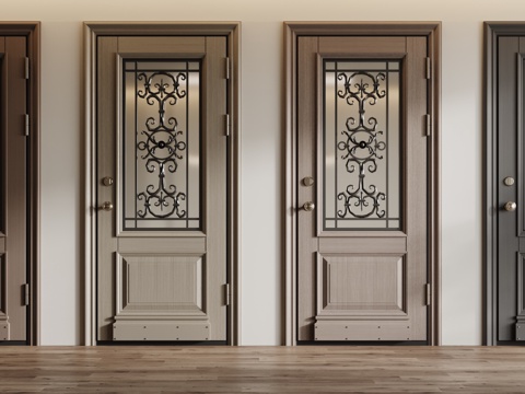 European-style single-door wooden door