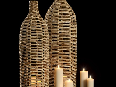 Quiet Rattan Landscape Lamp Rattan Table Lamp Candle