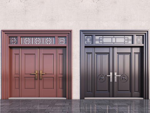 Neo-Chinese Style imitation copper door door four doors