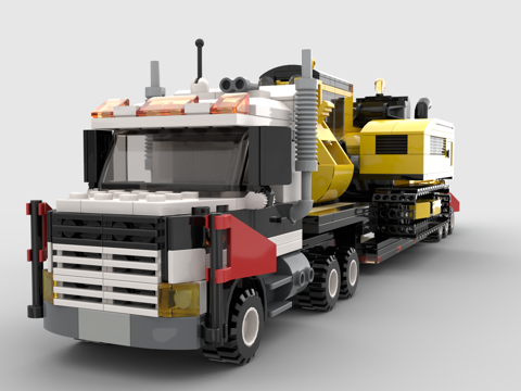 Lego toy building blocks engineering truck transporter excavator