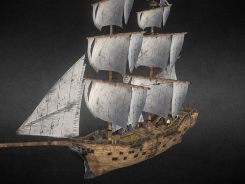 Ancient wooden ship pirate ship sailing ship