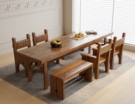 Log-style dining tables and chairs