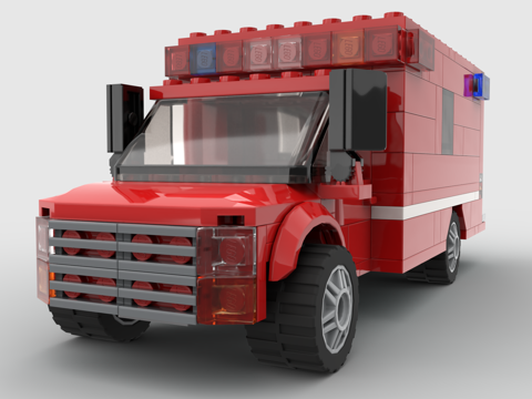 Lego toy building blocks for life-saving car ambulance