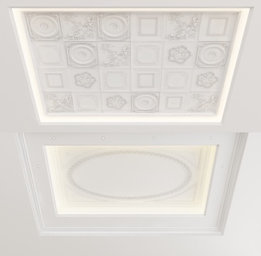 European-style carved ceiling