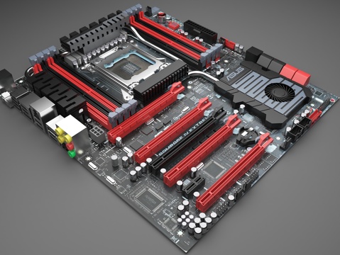 Computer Motherboard Chip Slot Memory Slot