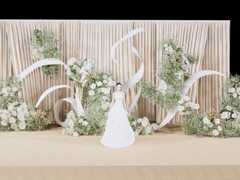 Champagne Color Free Curve Gypsophila Wedding Design