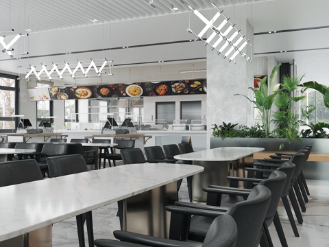 Modern company dining hall cafeteria