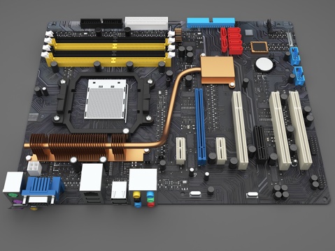 Computer Motherboard Chip Slot Memory Slot