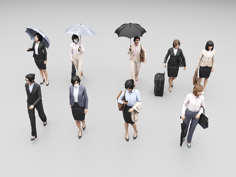 Asian Women Japanese Women Office People Work Umbrella People